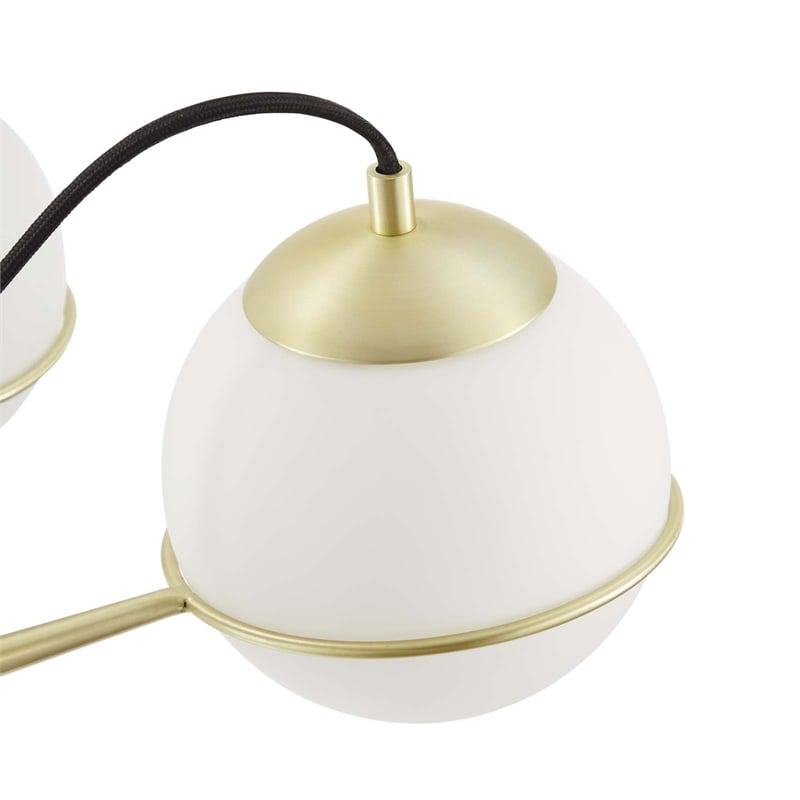 Modway Hanna 8-Light Modern Metal/Glass Chandelier in Opal & Gold