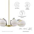 Modway Hanna 8-Light Modern Metal/Glass Chandelier in Opal & Gold