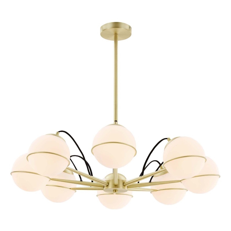 Modway Hanna 8-Light Modern Metal/Glass Chandelier in Opal & Gold