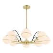 Modway Hanna 8-Light Modern Metal/Glass Chandelier in Opal & Gold