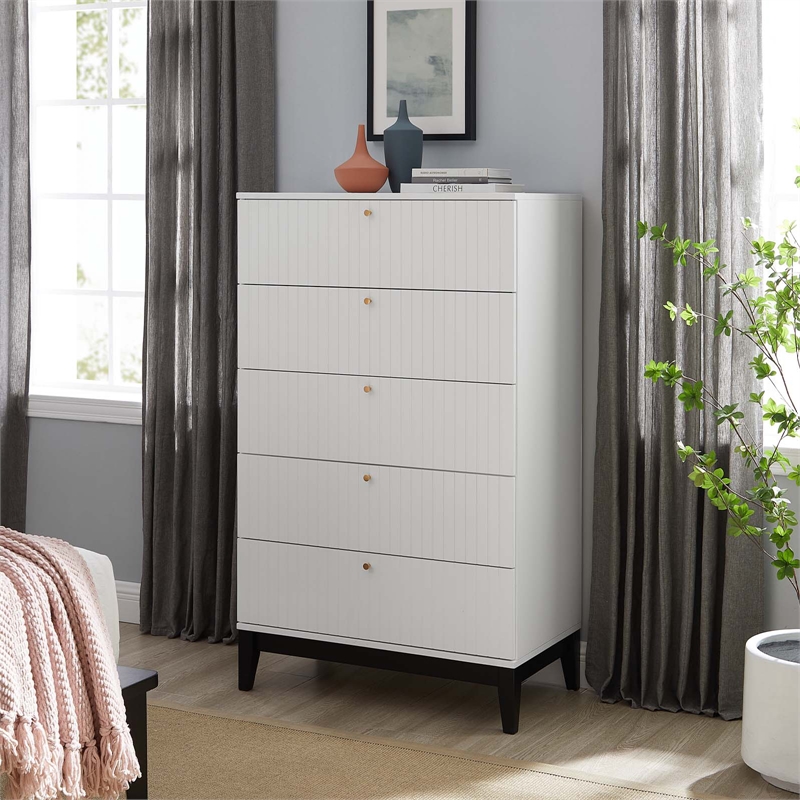 Modway Dakota Modern MDF Wood and Rubberwood Chest in White Finish