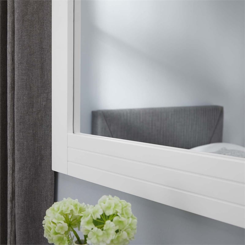 Modway Dakota Modern Style Painted MDF Wood Mirror in White Finish