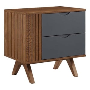 Modway Dylan Modern MDF Wood and Rubberwood Nightstand in Walnut/Gray
