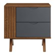 Modway Dylan Modern MDF Wood and Rubberwood Nightstand in Walnut/Gray