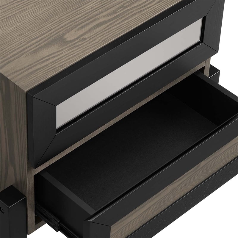 Modway Merritt Modern MDF Wood and Rubberwood Nightstand in Oak