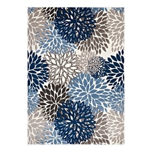 Modway Calithea 47x71&quot Classic Abstract Floral Area Rug in Blue/Brown/Beige