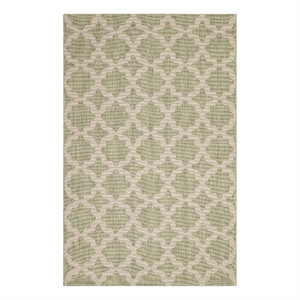Modway Cerelia 47x71&quot Moroccan Trellis Polypropylene Area Rug in Beige/Green