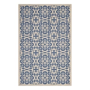 Modway Ariana 108x143.5&quot Floral Trellis Polypropylene Area Rug in Blue/Beige