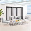 Modway Harmony 4-Piece Fabric Basket Weave Patio Seating Set in Taupe/Gray
