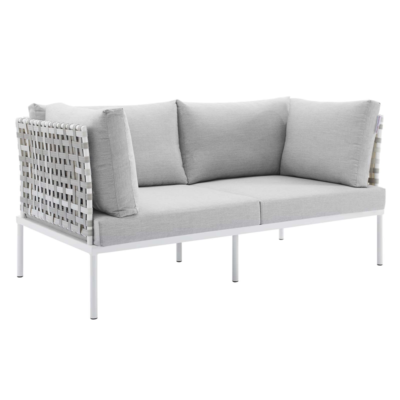 Modway Harmony 4-Piece Fabric Basket Weave Patio Seating Set in Taupe/Gray