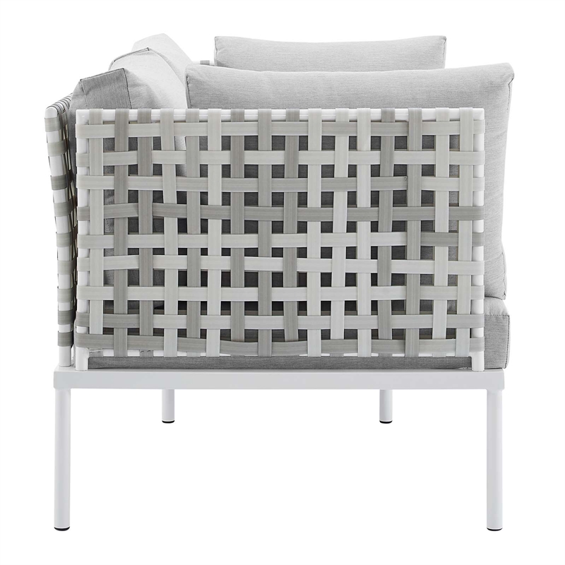 Modway Harmony 4-Piece Fabric Basket Weave Patio Seating Set in Taupe/Gray