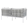 Modway Harmony 4-Piece Fabric Basket Weave Patio Seating Set in Taupe/Gray