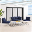 Modway Harmony 4-Piece Fabric Basket Weave Patio Seating Set in Taupe/Navy