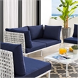 Modway Harmony 4-Piece Fabric Basket Weave Patio Seating Set in Taupe/Navy