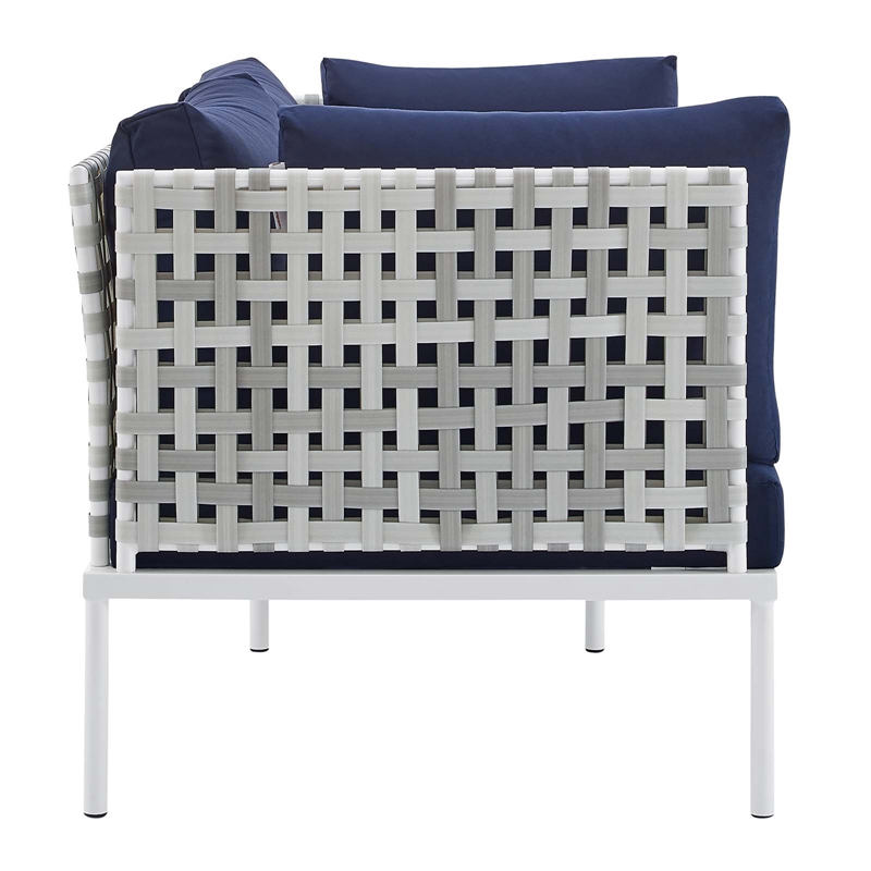 Modway Harmony 4-Piece Fabric Basket Weave Patio Seating Set in Taupe/Navy