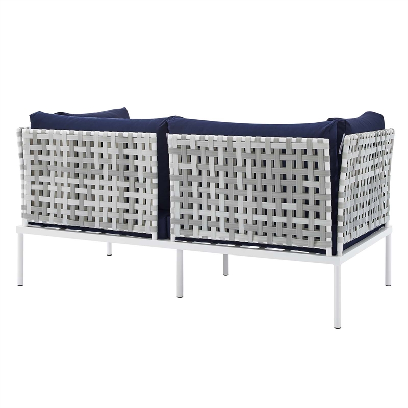 Modway Harmony 4-Piece Fabric Basket Weave Patio Seating Set in Taupe/Navy