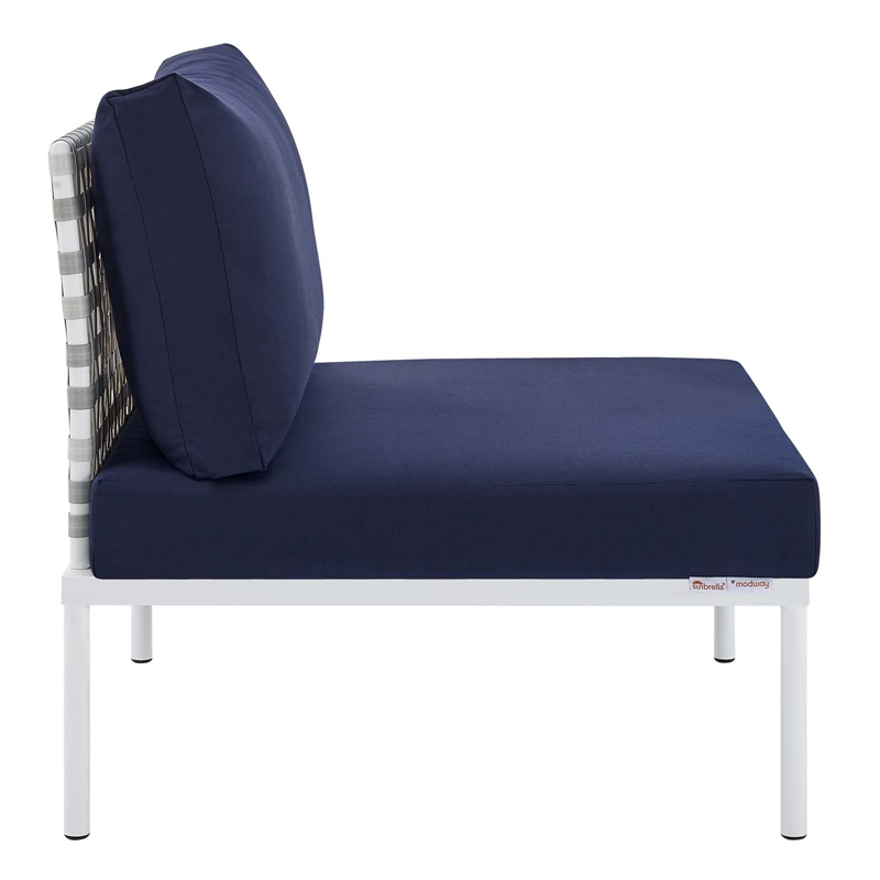 Modway Harmony 4-Piece Fabric Basket Weave Patio Seating Set in Taupe/Navy