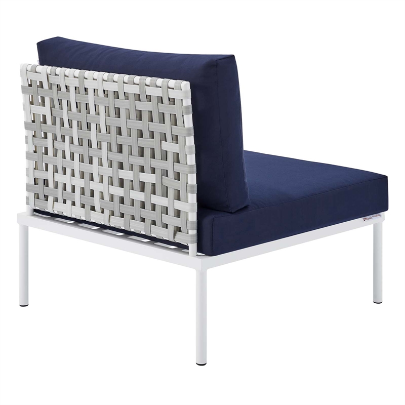 Modway Harmony 4-Piece Fabric Basket Weave Patio Seating Set in Taupe/Navy