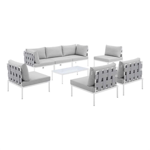 modway harmony 8-piece all mesh patio sectional sofa set in gray