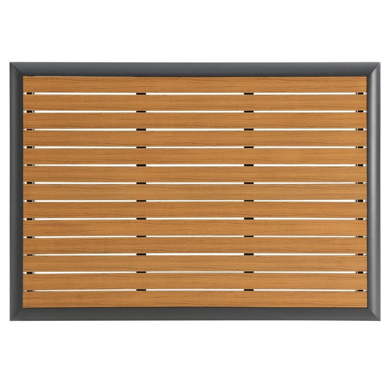Modway Stance Aluminum & Wood Patio Coffee Table in Gray and Natural
