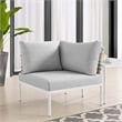 Modway Harmony Fabric Basket Weave Patio Corner Chair in Taupe/Gray