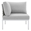 Modway Harmony Fabric Basket Weave Patio Corner Chair in Taupe/Gray