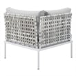 Modway Harmony Fabric Basket Weave Patio Corner Chair in Taupe/Gray