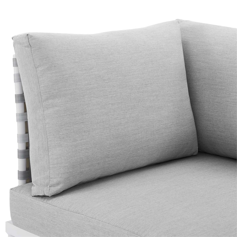 Modway Harmony Fabric Basket Weave Patio Corner Chair in Taupe/Gray