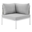 Modway Harmony Fabric Basket Weave Patio Corner Chair in Taupe/Gray