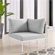 Modway Harmony Fabric Basket Weave Patio Corner Chair in Tan/Gray