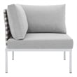 Modway Harmony Fabric Basket Weave Patio Corner Chair in Tan/Gray