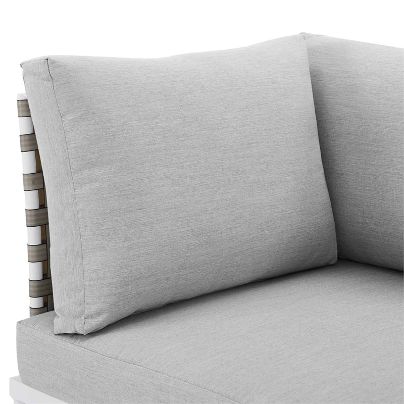 Modway Harmony Fabric Basket Weave Patio Corner Chair in Tan/Gray