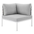 Modway Harmony Fabric Basket Weave Patio Corner Chair in Tan/Gray