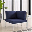 Modway Harmony Fabric Basket Weave Patio Corner Chair in Navy/Tan