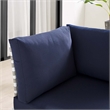 Modway Harmony Fabric Basket Weave Patio Corner Chair in Navy/Tan