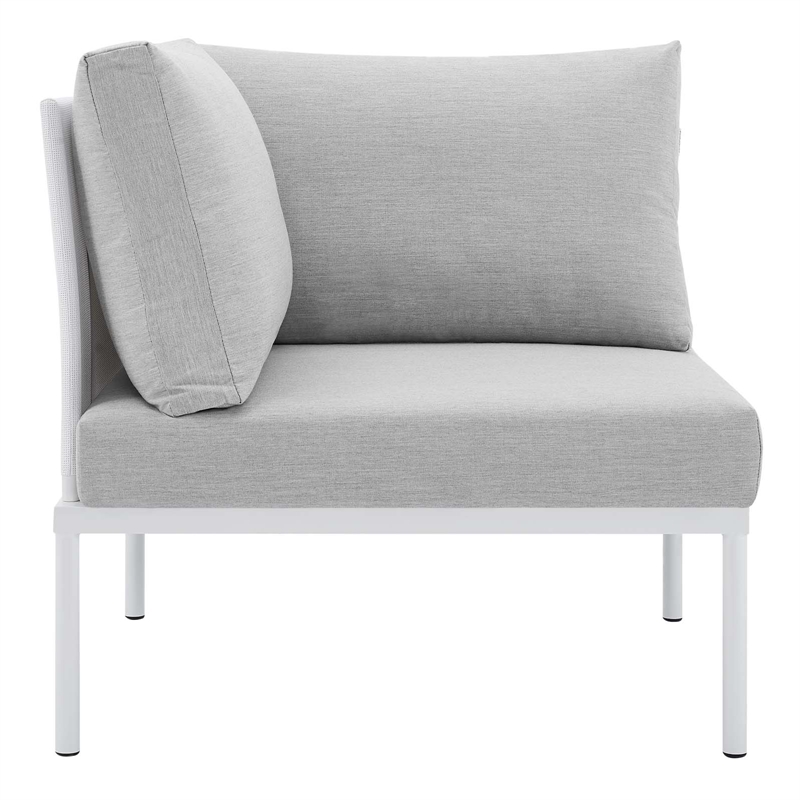 Modway Harmony Fabric All Mesh Patio Corner Chair in White/Gray