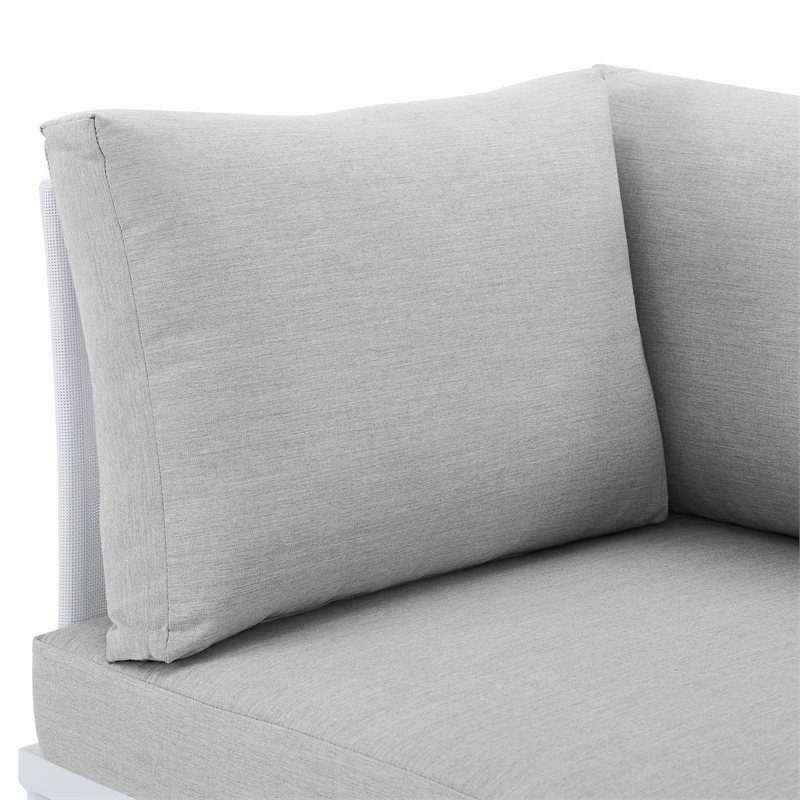Modway Harmony Fabric All Mesh Patio Corner Chair in White/Gray