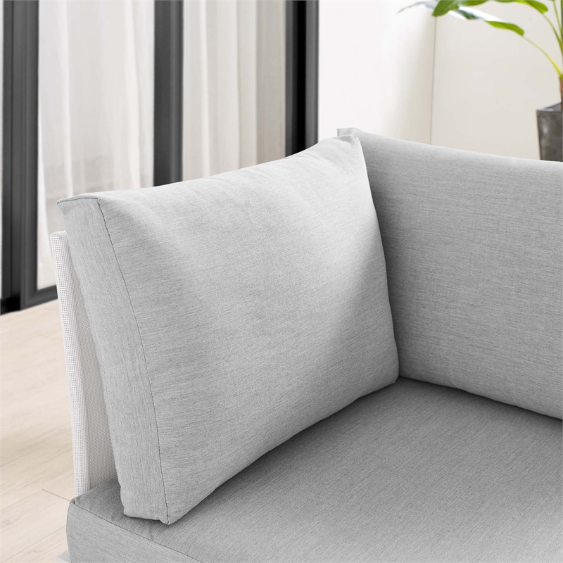 Modway Harmony Fabric All Mesh Patio Corner Chair in White/Gray