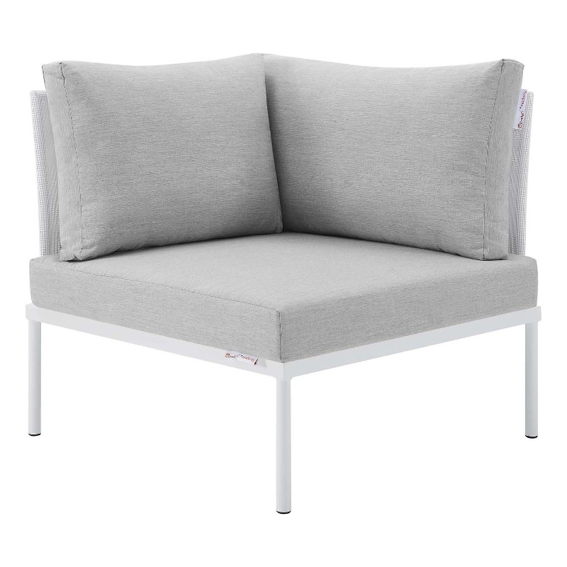 Modway Harmony Fabric All Mesh Patio Corner Chair in White/Gray