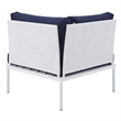 Modway Harmony Fabric All Mesh Patio Corner Chair in White/Navy