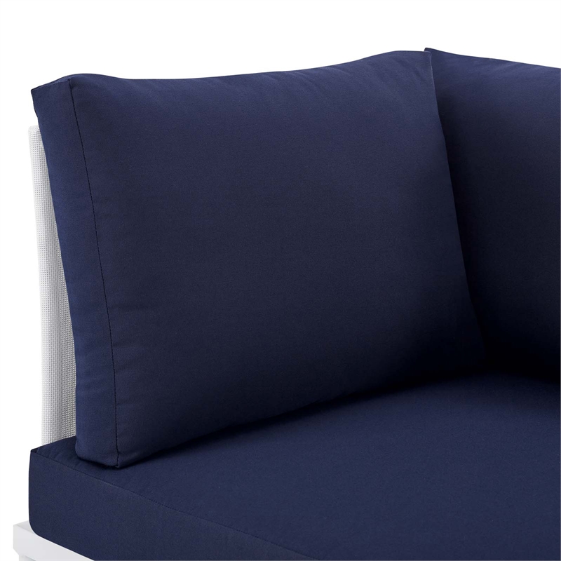 Modway Harmony Fabric All Mesh Patio Corner Chair in White/Navy