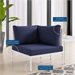 Modway Harmony Fabric All Mesh Patio Corner Chair in White/Navy