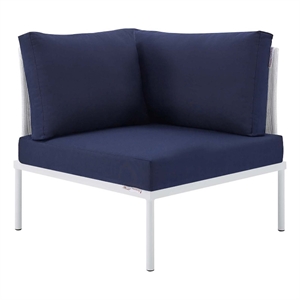 Modway Harmony Fabric All Mesh Patio Corner Chair in White/Navy