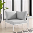 Modway Harmony Aluminum and Fabric Patio Corner Chair in Gray