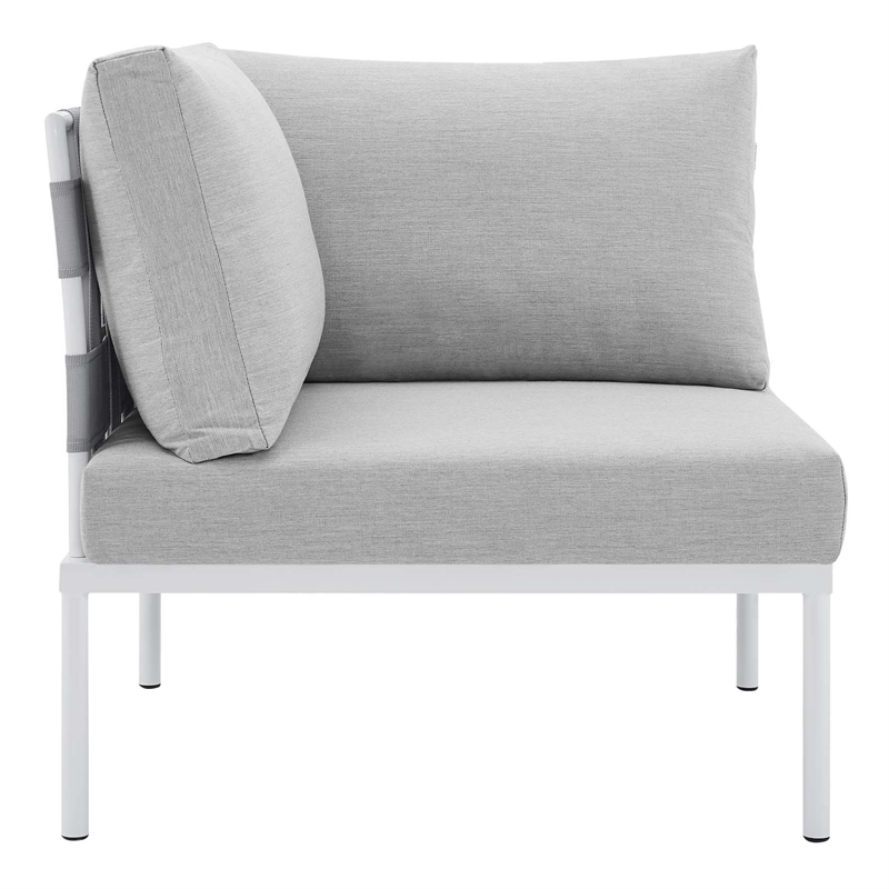 Modway Harmony Aluminum and Fabric Patio Corner Chair in Gray