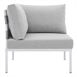 Modway Harmony Aluminum and Fabric Patio Corner Chair in Gray