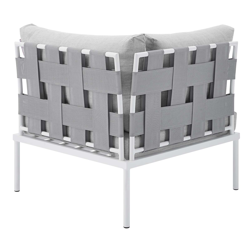 Modway Harmony Aluminum and Fabric Patio Corner Chair in Gray