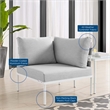 Modway Harmony Aluminum and Fabric Patio Corner Chair in Gray