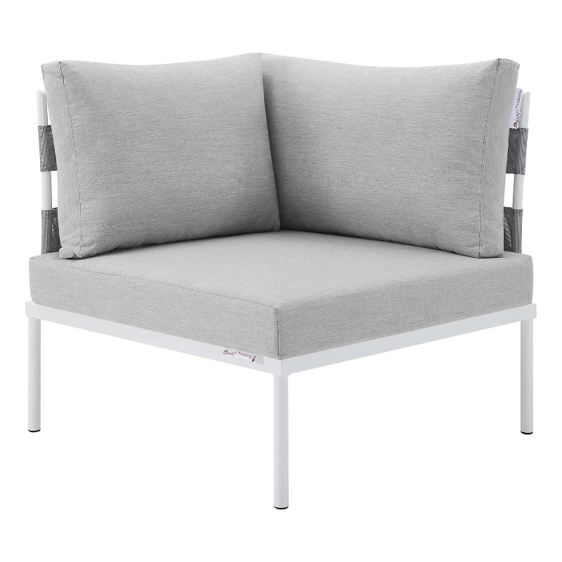 Modway Harmony Aluminum and Fabric Patio Corner Chair in Gray