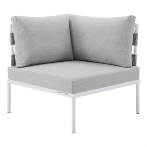 modway harmony contemporary aluminum and fabric patio corner chair in gray